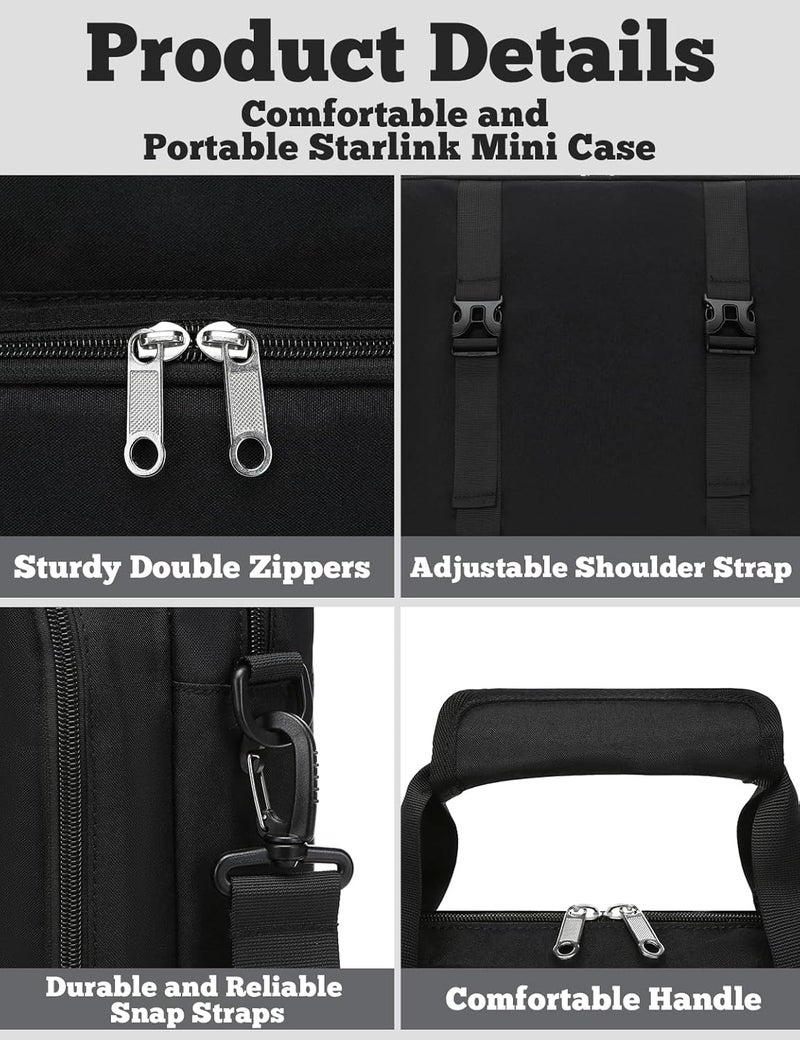 Muzale Store Starlink Mini Case Portable Star link Bag with Shoulder Straps Handle Travel Carry Bag with Cotton Liner for Accessories Black - Image 4